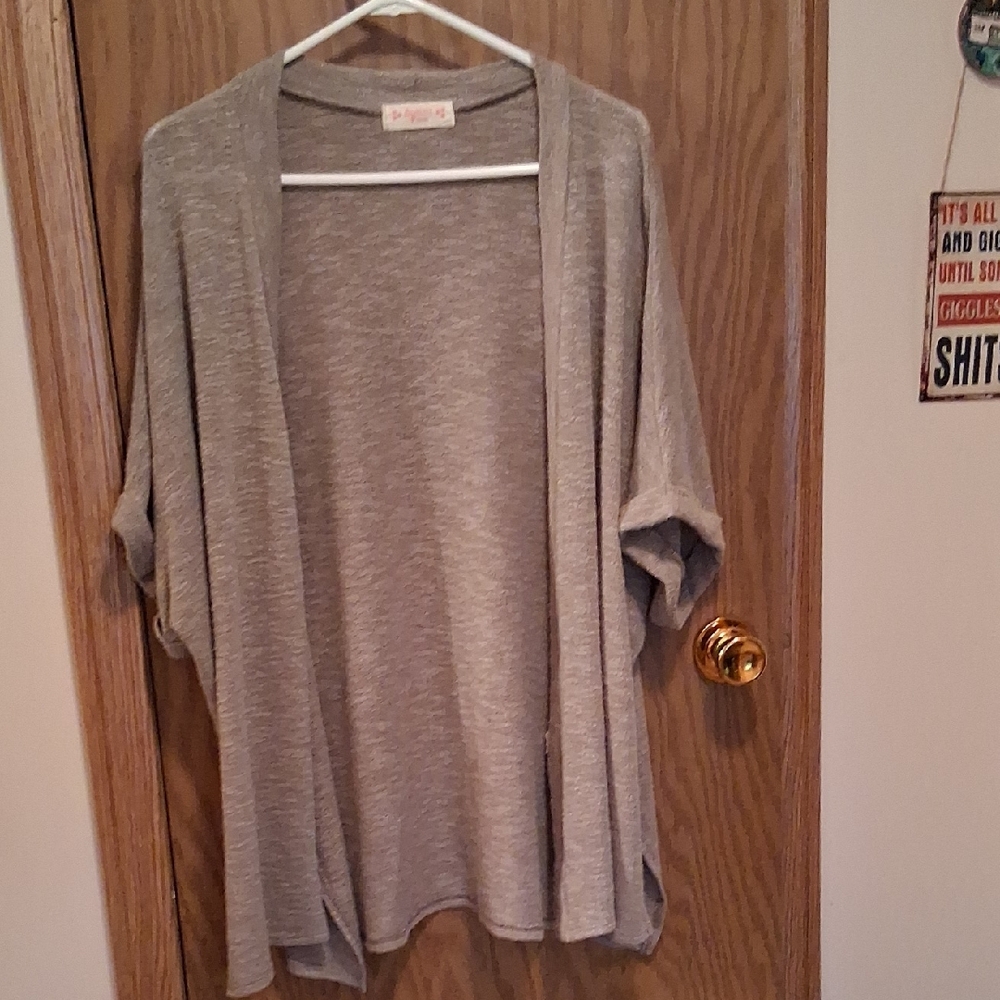 Gray Open-Front Cardigan